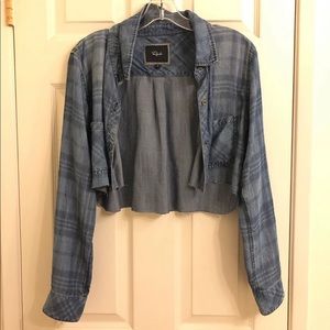 RAILS CROPPED BLUE FLANNEL